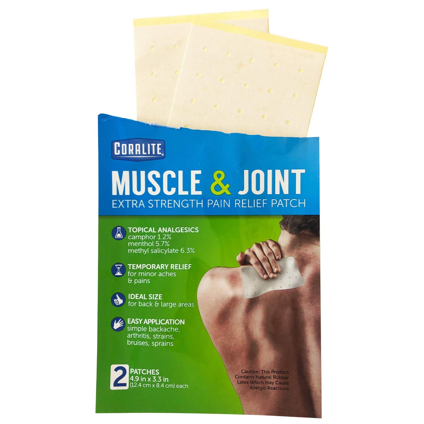 Coralite Pain Relieving Patch - Extra Strength Joint & Muscle Pain Relief Patches for Back Pain, Muscle Soreness and Joint Pain, 2 Patches Per Pack (24 Pack)