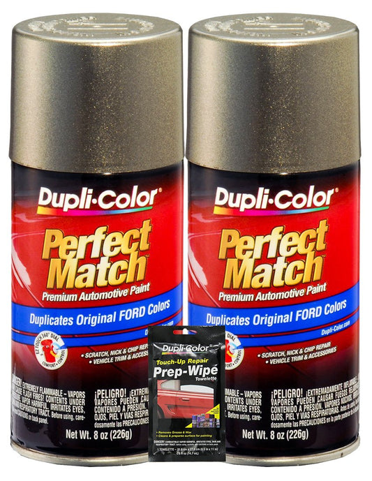 Dupli-Color Mineral Gray Metallic Exact-Match Automotive Paint For Ford Vehicles - 8 oz, Bundles with Prep Wipe (3 Items)