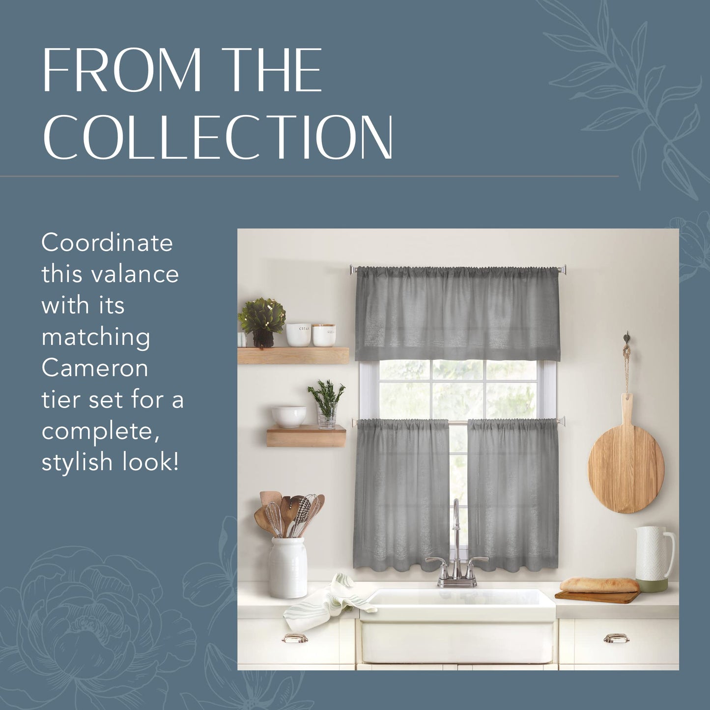 Elrene Home Fashions Cameron Linen Tier Curtains