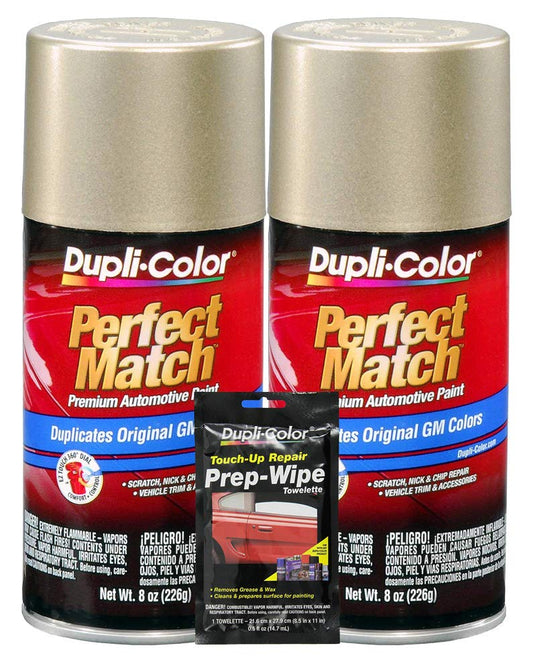 Dupli-Color Gold Metallic Exact-Match Automotive Paint for GM Vehicles - 8 oz, Bundles with Prep Wipe (3 Items)