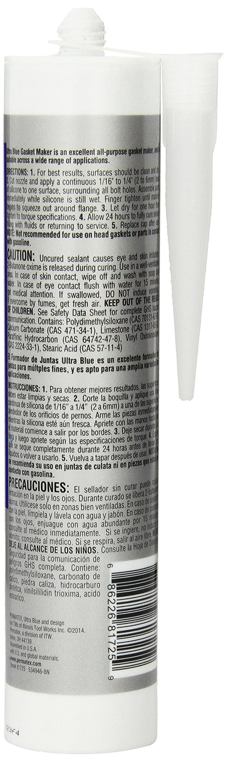 Permatex 85519-6PK Sensor-Safe Ultra Blue RTV Silicone Gasket Maker, 9.5 oz. PowerBead Can (Pack of 6)