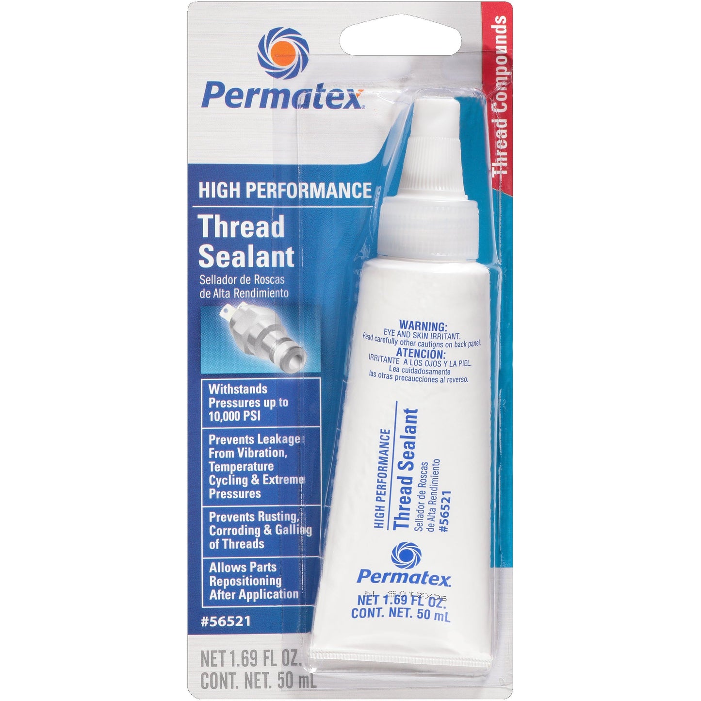 Permatex 56521 High Performance Thread Sealant, 50 ml , White (Packaging may vary)