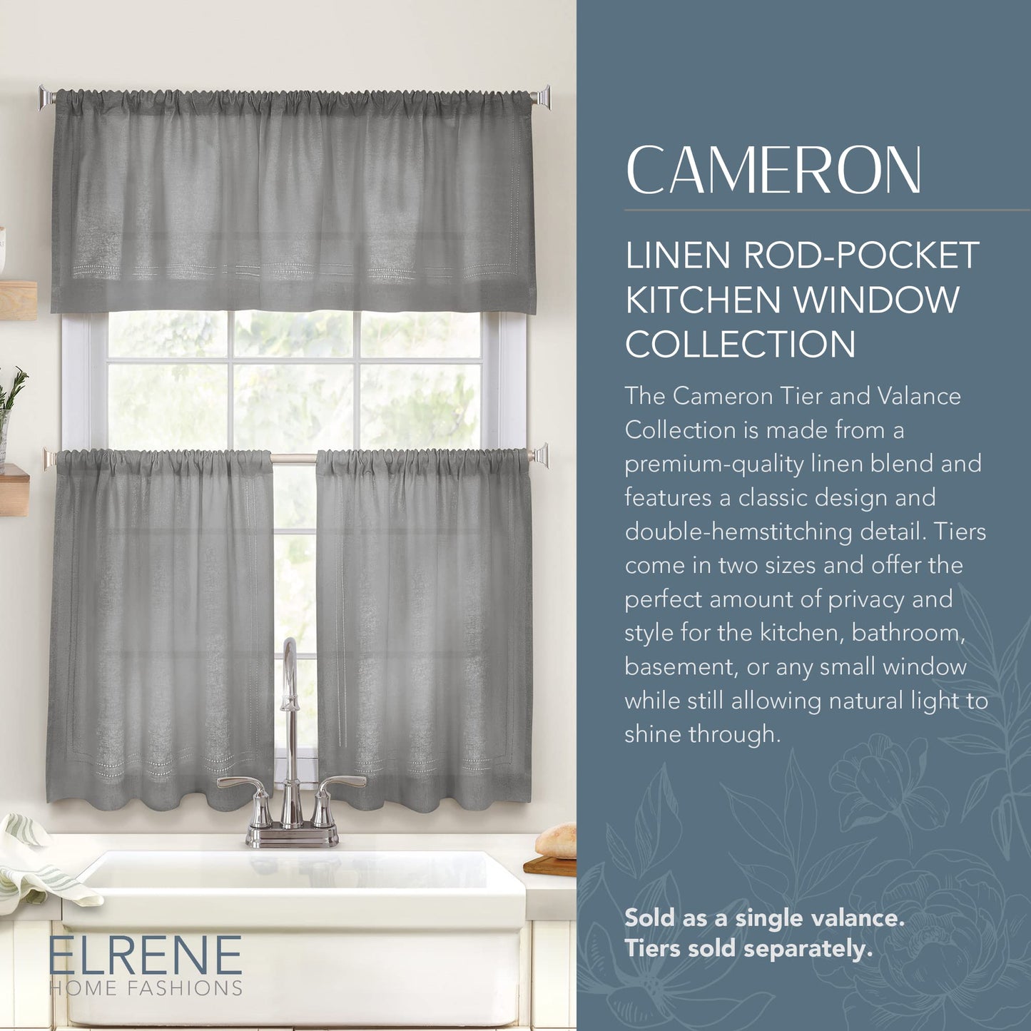 Elrene Home Fashions Cameron Linen Tier Curtains