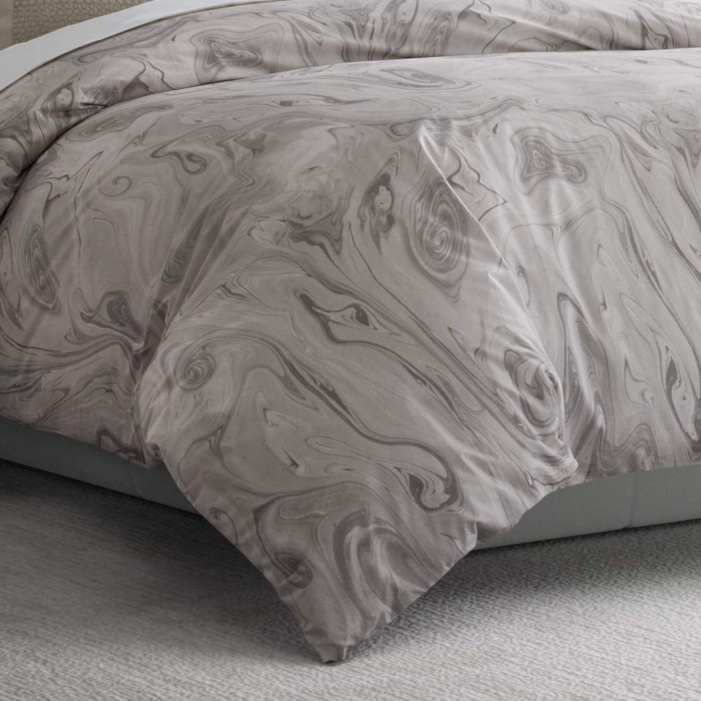 Vera Wang Marbled Cotton Grey Duvet Cover
