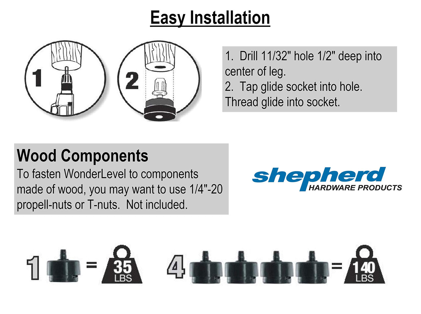 Shepherd Hardware Wonder Self-Leveling Table Glides