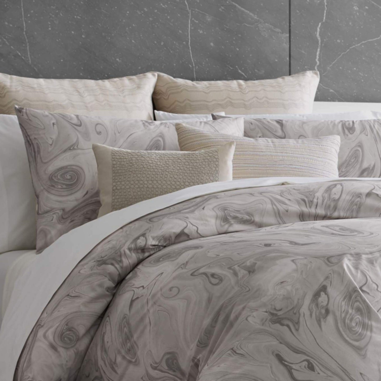 Vera Wang Marbled Cotton Grey Duvet Cover