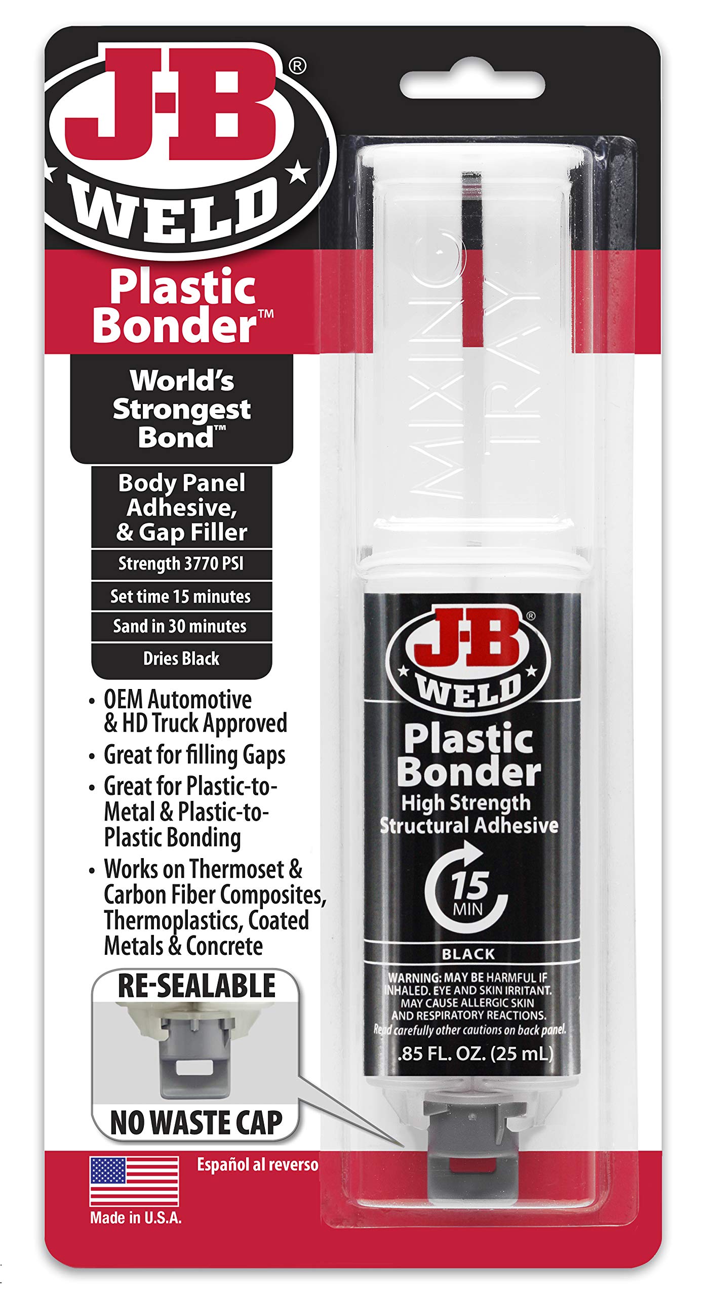 J-B Weld Plastic Bonder Black 25ml Syringe