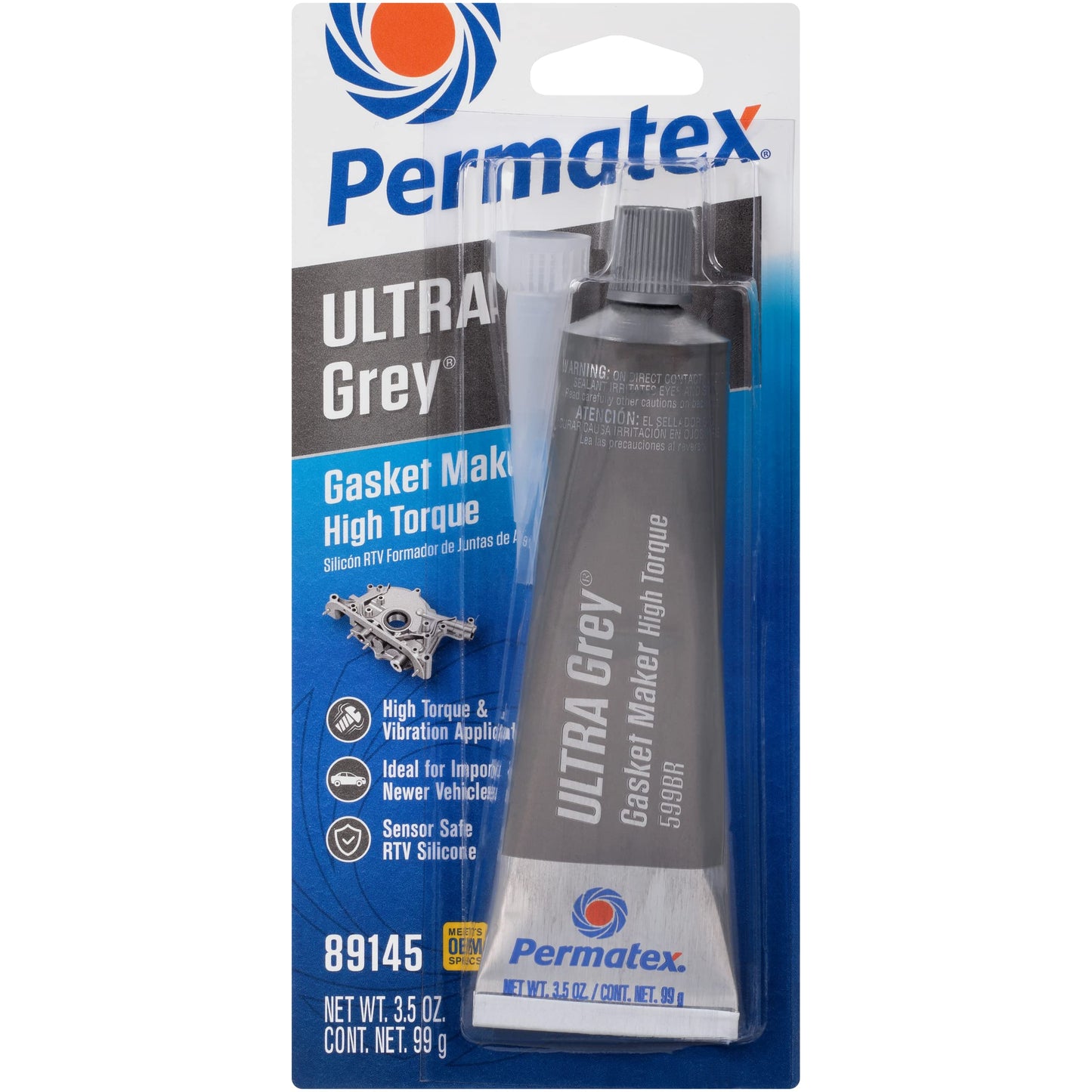 Permatex 22074-6PK Ultra Grey Rigid High-Torque RTV Silicone Gasket Maker, 0.5 oz. (Pack of 6)