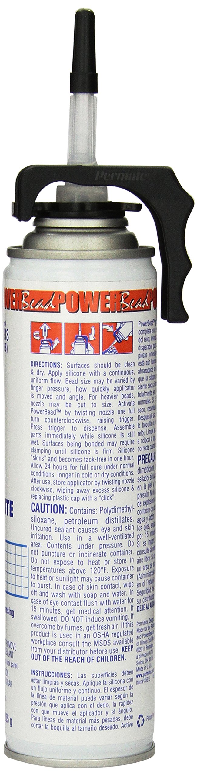 Permatex 85913 Clear RTV Silicone Adhesive Sealant, 7.25 oz. PowerBead Can,Package may vary