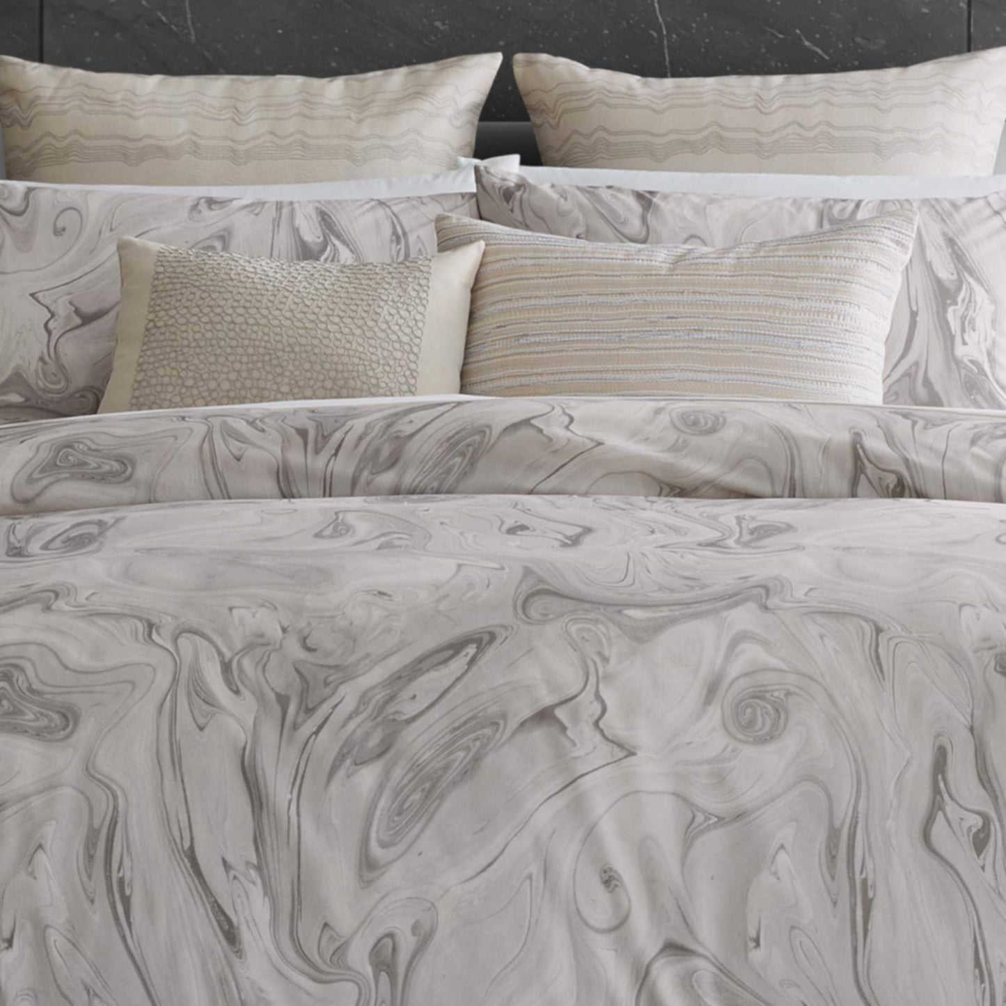 Vera Wang Marbled Cotton Grey Duvet Cover