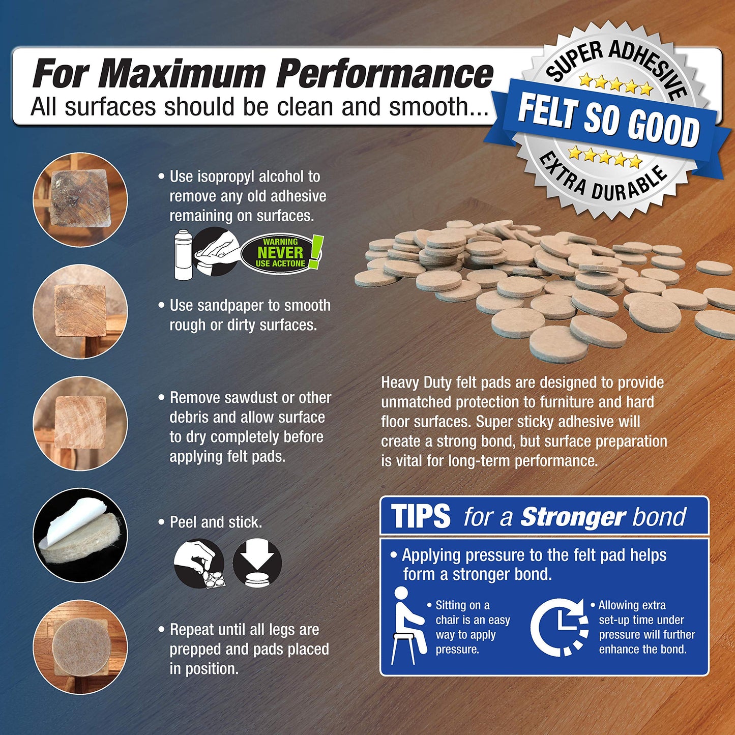 Felt So Good 8800E Self Adhesive Felt Furniture Pads 3/4"