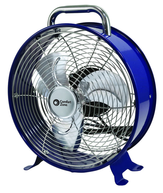 Comfort Zone Decorative Metal Drum Fan, 12"