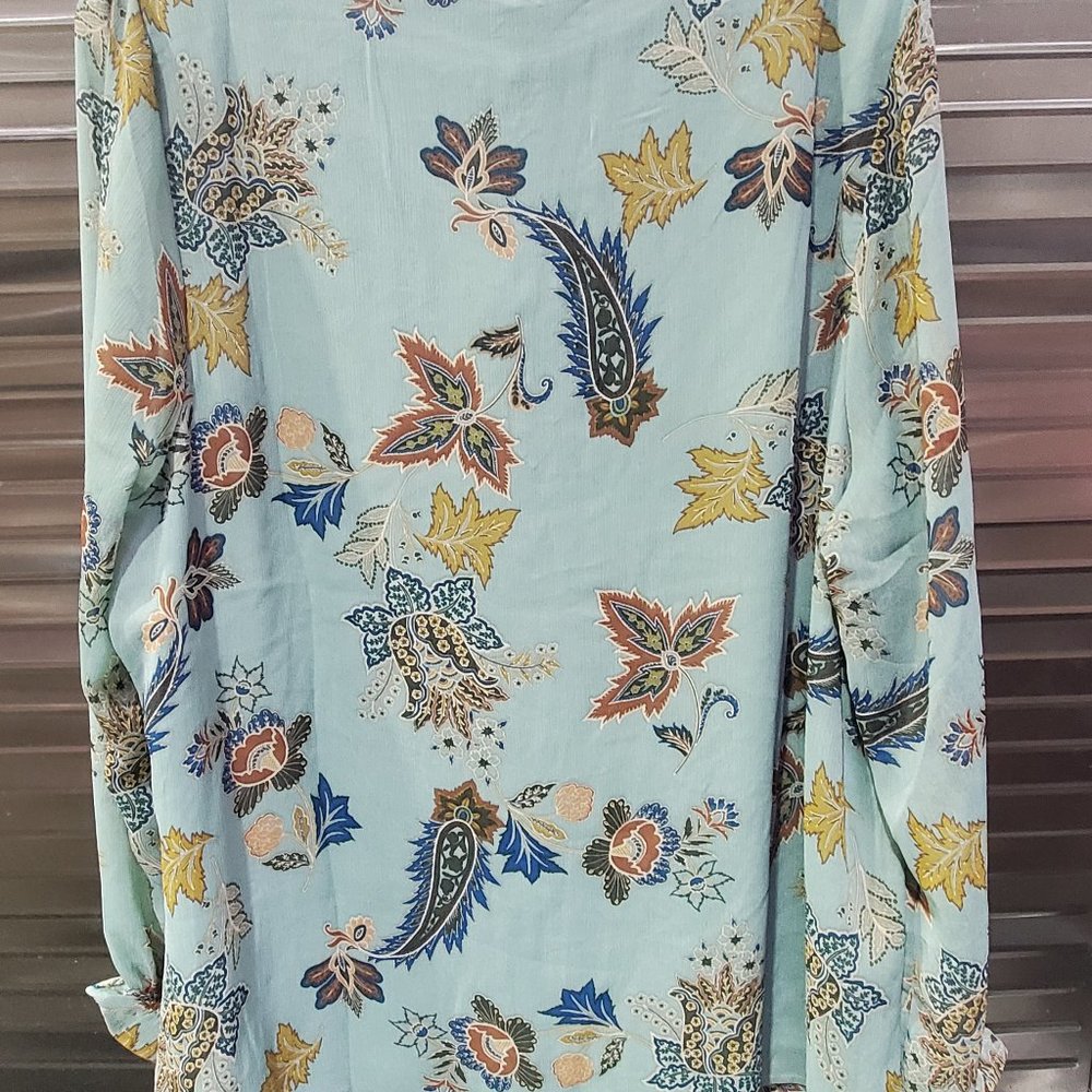 Spaced Floral Printed Plus Size Blouse,1X