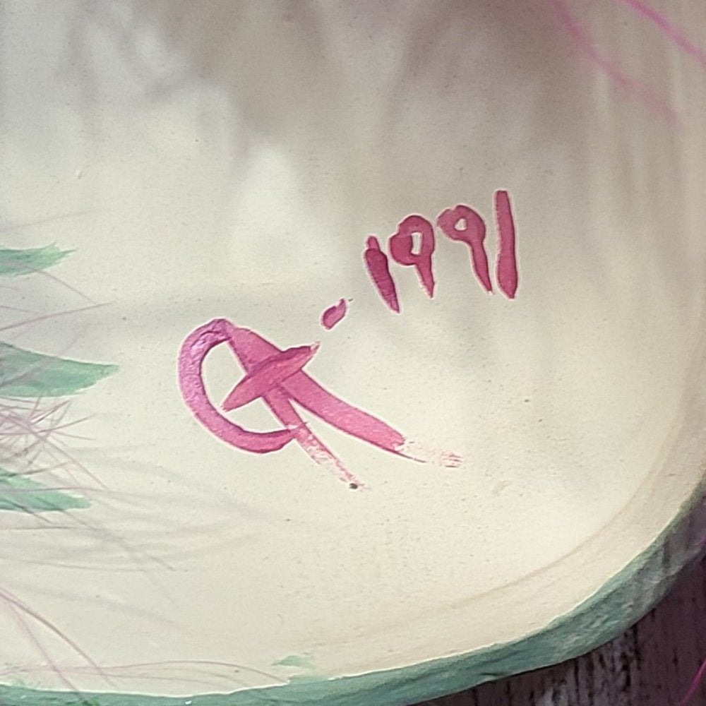 Signed GA1991 Feathered Handmade Hanging Wall Mask