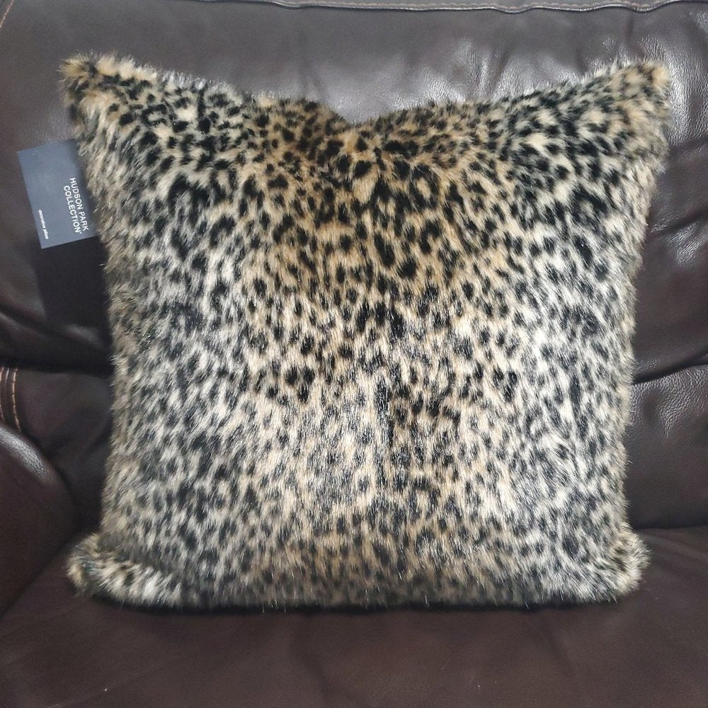 Hudson Park Leopard Fur Decorative Pillow, 20 x 20