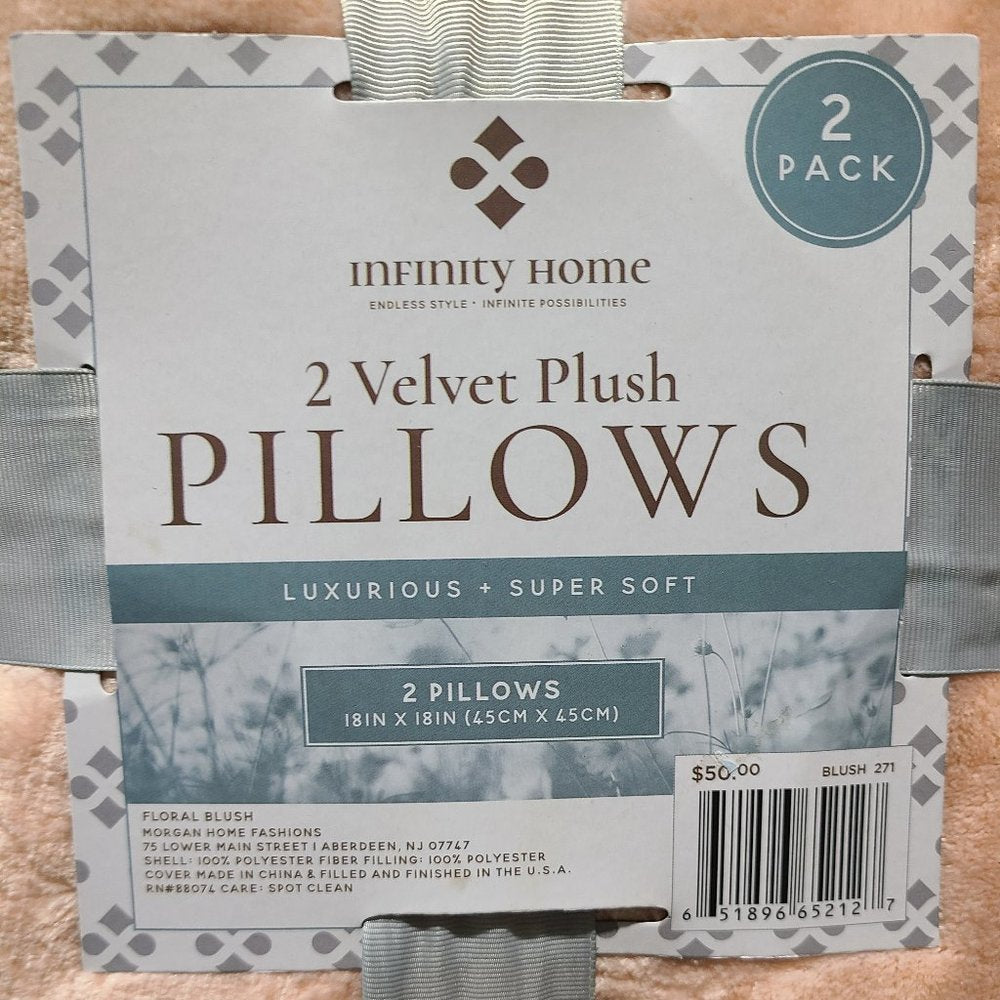 Infinity Home 2 Pack Velvet Plush Pillows