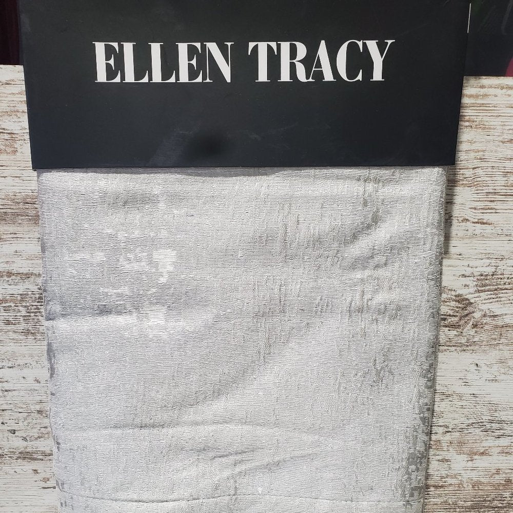 Ellen Tracy Marseille Rod Pocket Back Tab Panel Pair 76" x 84" In Silver