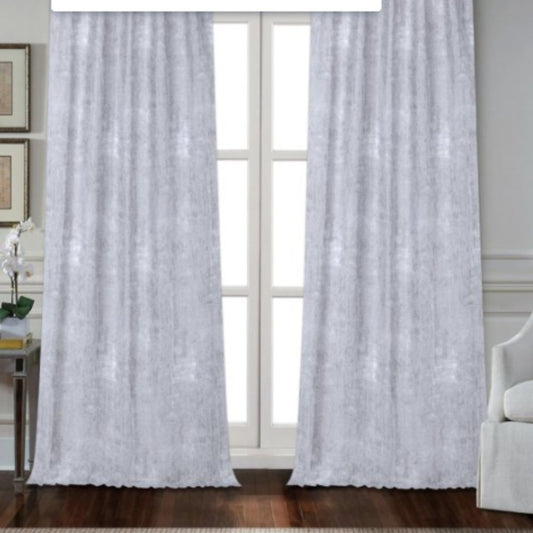 Ellen Tracy Marseille Rod Pocket Back Tab Panel Pair 76" x 84" In Silver