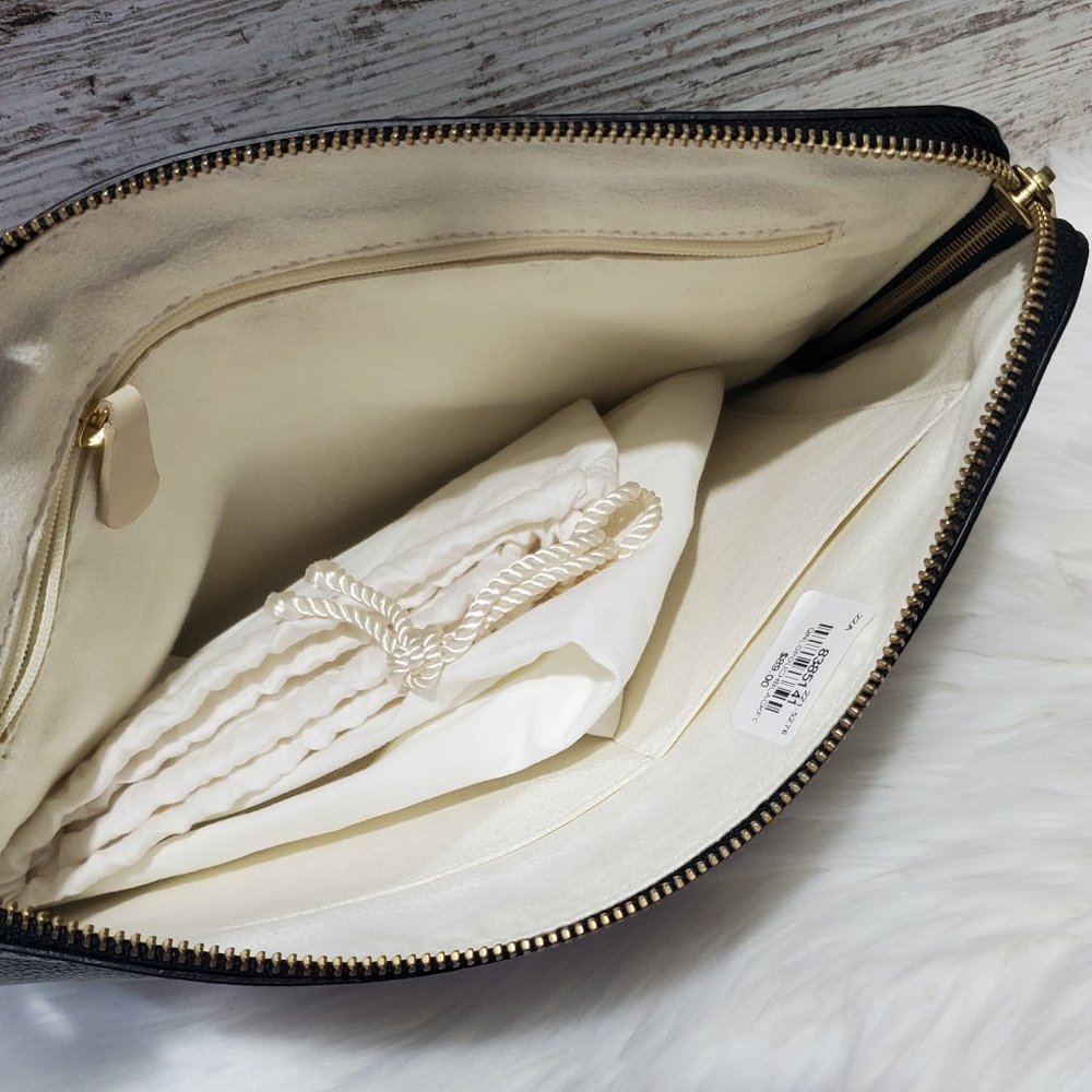 Pottery Barn Quinn Leather Jewelry Pouch, Large, Black NWT!