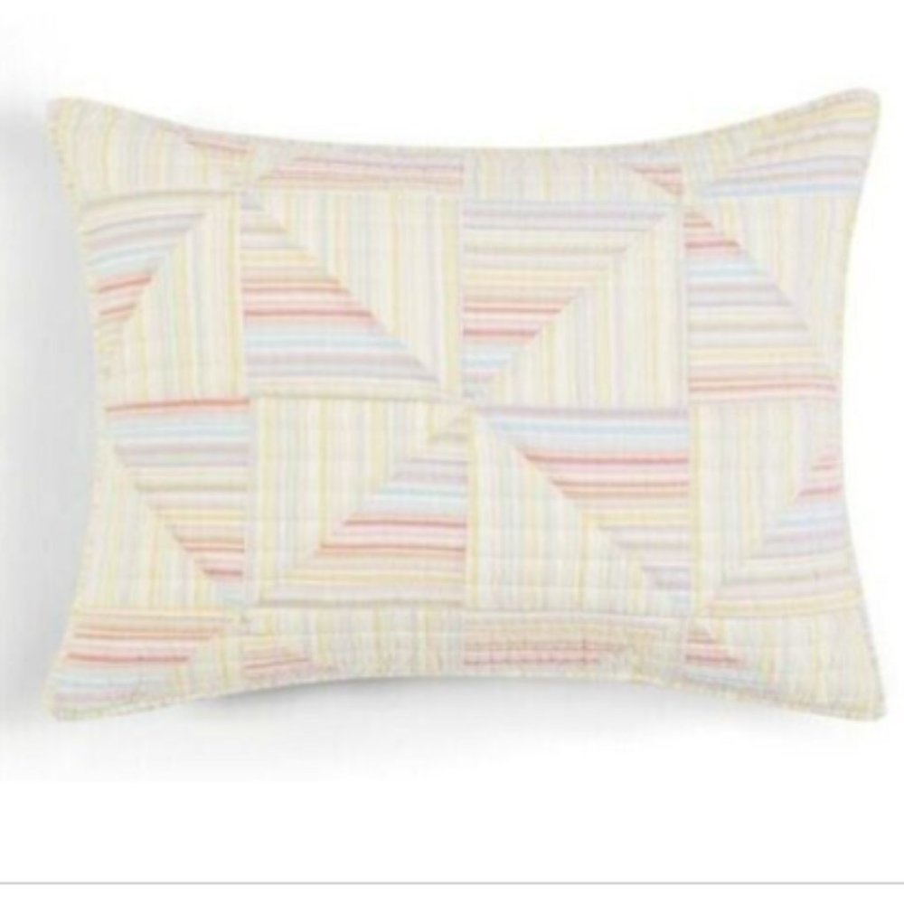 Martha Stewart Flora Fauna Yarn Dye Patchwork 100% Cotton Sham, Standard NWT!