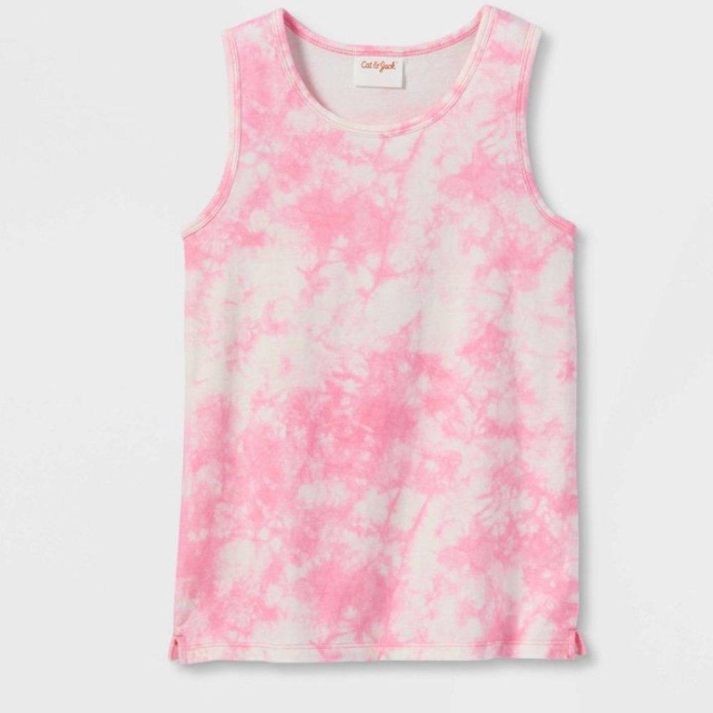 Cat and Jack Kids Tank, Pink Tie Dye, L