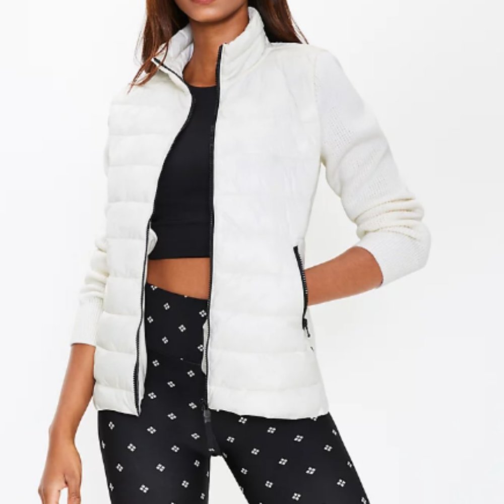 Loft Lou & Grey Sweater Puffer Jacket, White, XS, NWT!
