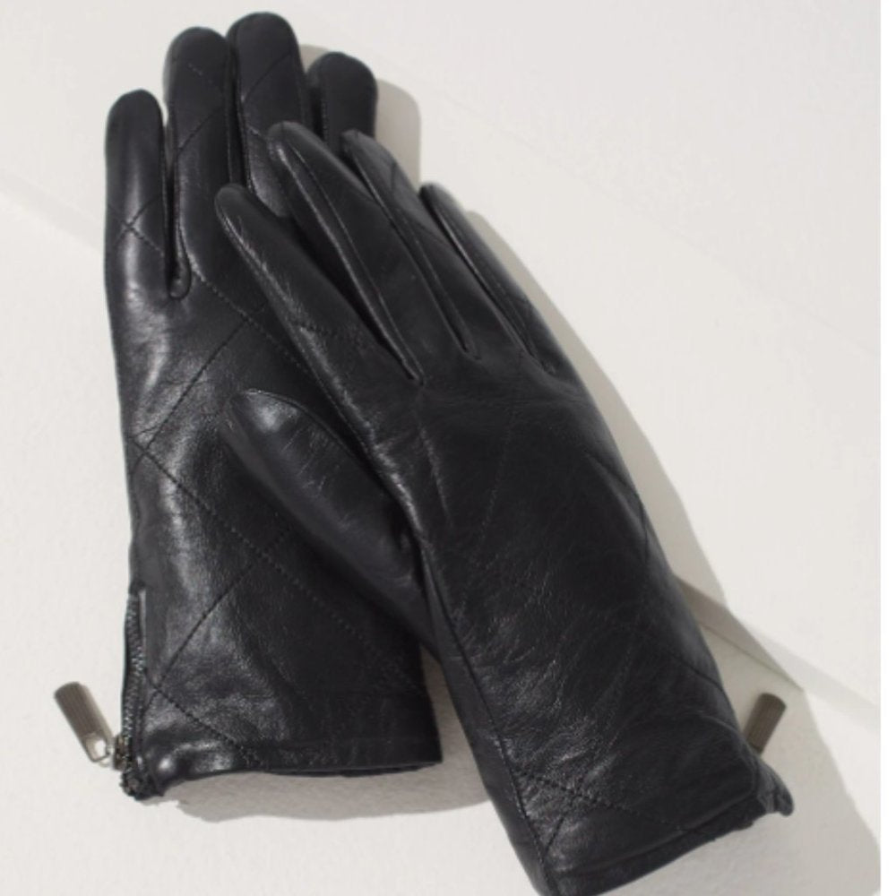 Chico's Stitched Box Leather Gloves, L NWT!