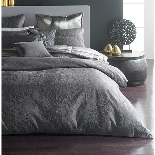 Home Moonscape Reversible Textured Jacquard Charcoal King Duvet Cover