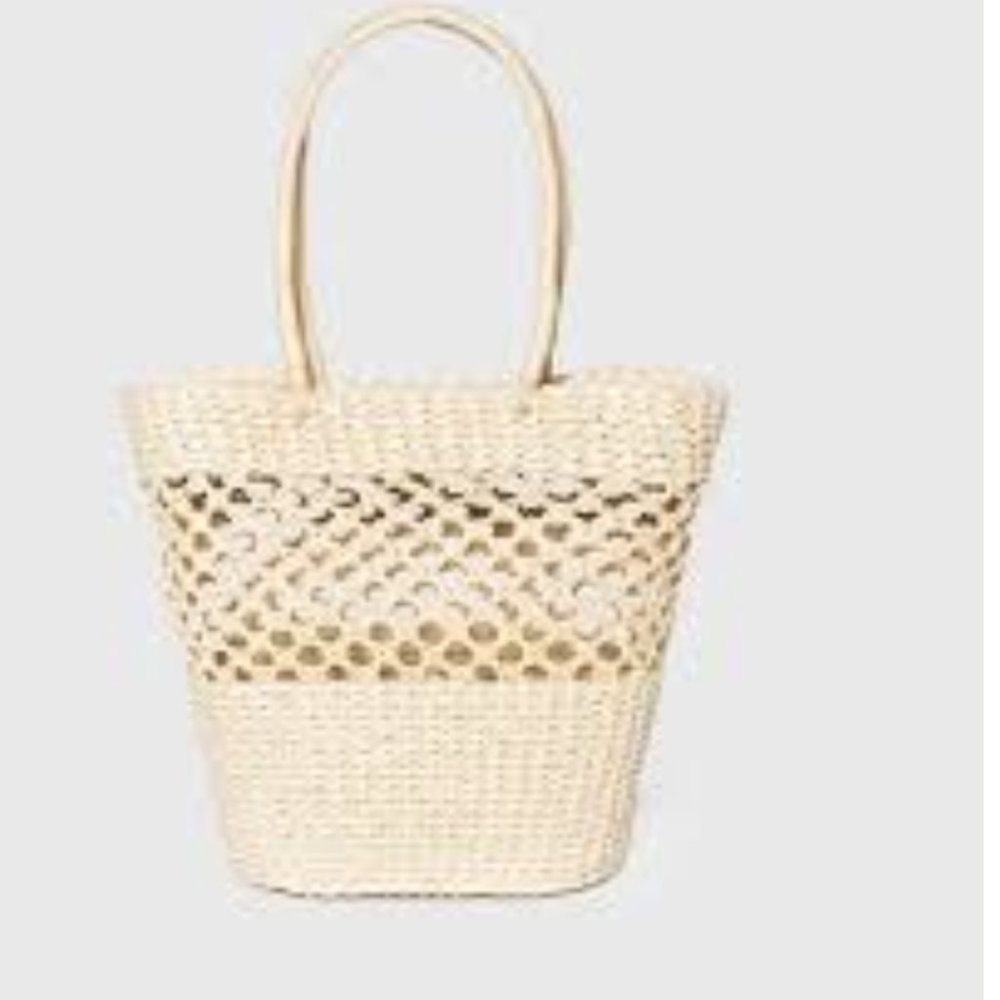 Straw Tote Handbag - Shade & Shore Off White