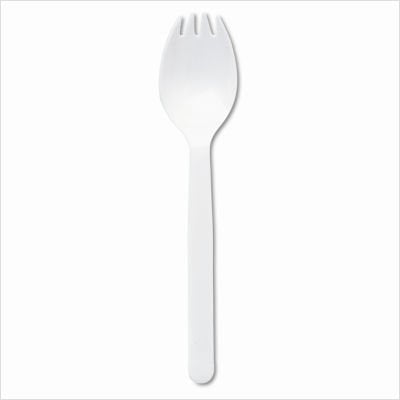 Plastic Tableware, Mediumweight, Fork/Spoon Combo, 1000 Per Carton, White