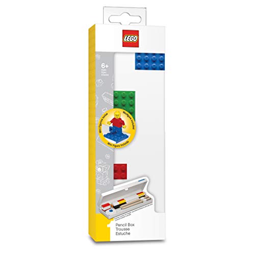 Lego Stationery Pencil Box with Four Building Bricks and Lego Minifigure (Minifigure Colors May Vary)