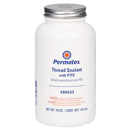 Permatex 80633-12PK Thread Sealant with PTFE, 16 oz. (Pack of 12)