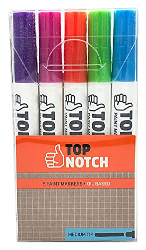 Top Notch Paint Markers Pens Medium Tip Oil Based Purple Pink Orange Lime Bright Blue