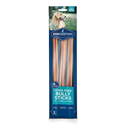 Barkworthies Odor-Free Bully Sticks - Healthy Dog Chews - Protein-Packed, Highly Digestible, All-Natural Rawhide Alternative Dog Treats - Promotes Dental Health