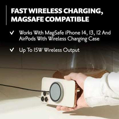 Courant MAG:1 Wireless Charging Station (Camel) - Qi-Certified - Compatible with MagSafe iPhone 13, 12, 11, X, SE, Galaxy S21, S20, Note, AirPods/Pro