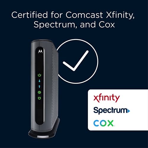 Motorola Cable Modem, from 1,000 Mbps up to 6 Gbps Max Speed. Approved for Comcast Xfinity Gigabit, Cox Gigablast, and More, Black