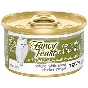 Fancy Feast Gourmet Naturals with Added Vitamins, Minerals & Nutrients Natural White Meat Chicken Recipe in Gravy (12 cans -3 OZ Cans)