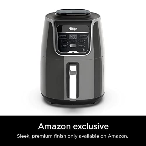 Ninja AF101 Air Fryer that Crisps, Roasts, Reheats, & Dehydrates, for Quick, Easy Meals, 4 Quart Capacity, & High Gloss Finish, Grey