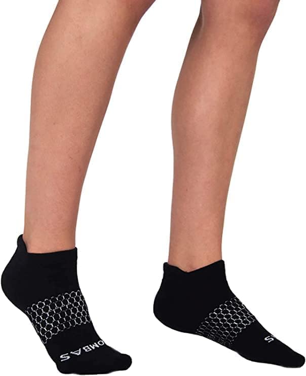 BOMBAS Women's 4 Pack Solid Ankle Socks, Size Large Black