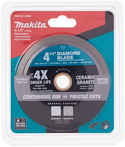 Makita E-02668 4-1/2" Diamond Blade, Continuous Rim, General Purpose