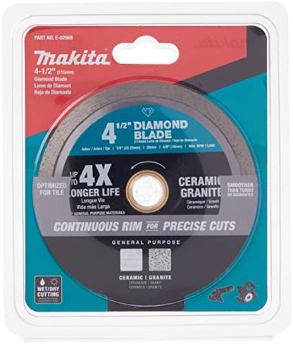 Makita E-02668 4-1/2" Diamond Blade, Continuous Rim, General Purpose