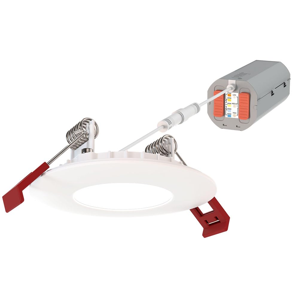 Juno WF Round Baffle LED Downlight, 120 Volts, 2700K/3000K/3500K/4000K/5000K, Triac Dimming, Flat Trim, Matte White