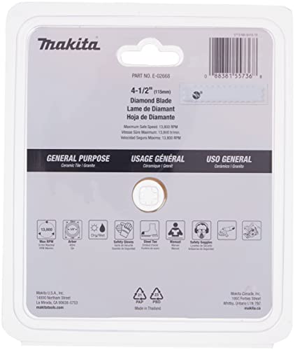 Makita E-02668 4-1/2" Diamond Blade, Continuous Rim, General Purpose