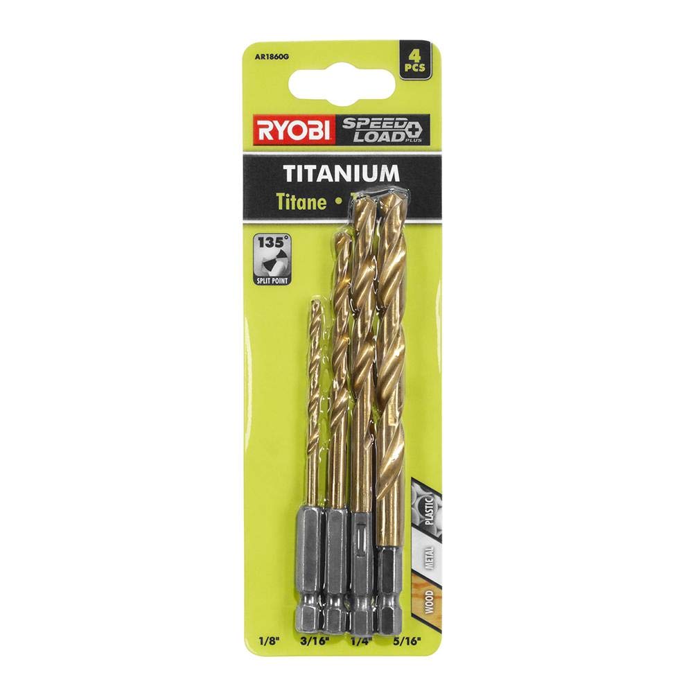 Ryobi Hex Shank Pilot Titanium Drill Bit Set (4-Piece)