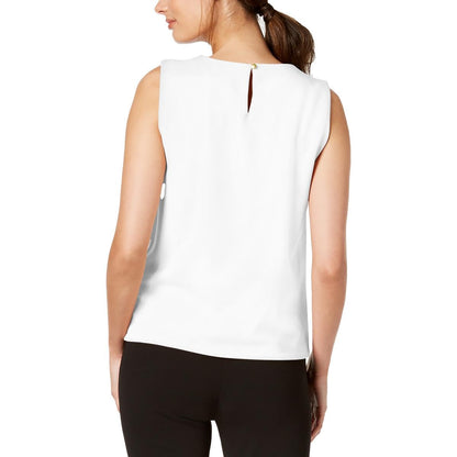 Calvin Klein Womens Pleated Sleeveless Pullover Top