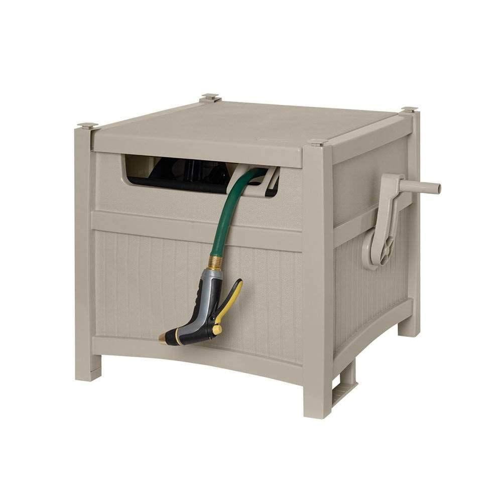 Suncast CPLPTK200D Slide Trak 225 ft. Beige Retractable Free Standing Hideaway Hose Reel, No Size, Taupe