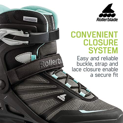 Rollerblade Zetrablade Women's Adult Fitness Inline Skate, Black and Light Blue, Performance Inline Skates