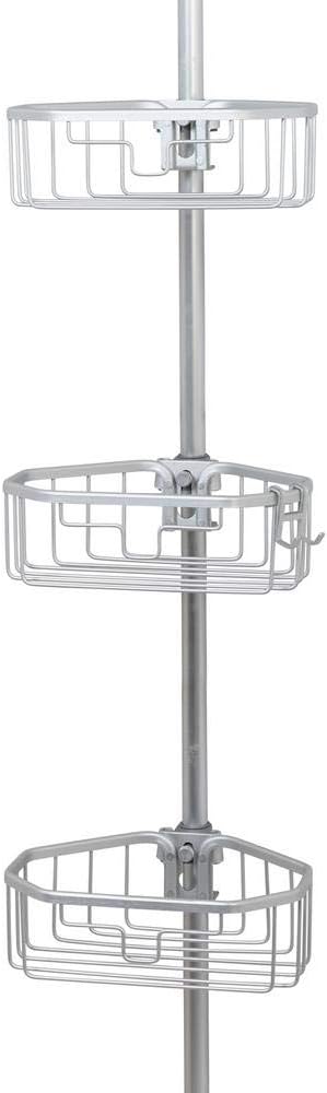 Zenna Home Tension Pole Corner Rust Resistant Shower Caddy in Satin Chrome
