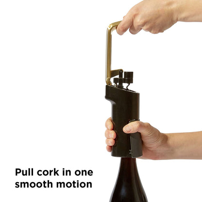 RBT Vertical Lever Corkscrew Wine Opener with Foil Cutter and Extra Spiral, Black