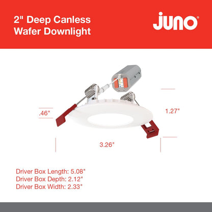 Juno WF Round Baffle LED Downlight, 120 Volts, 2700K/3000K/3500K/4000K/5000K, Triac Dimming, Flat Trim, Matte White